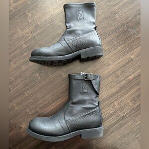 Bikkembergs Women’s Black Leather Combat Moto Boots, Sz EU 37; US 6.5